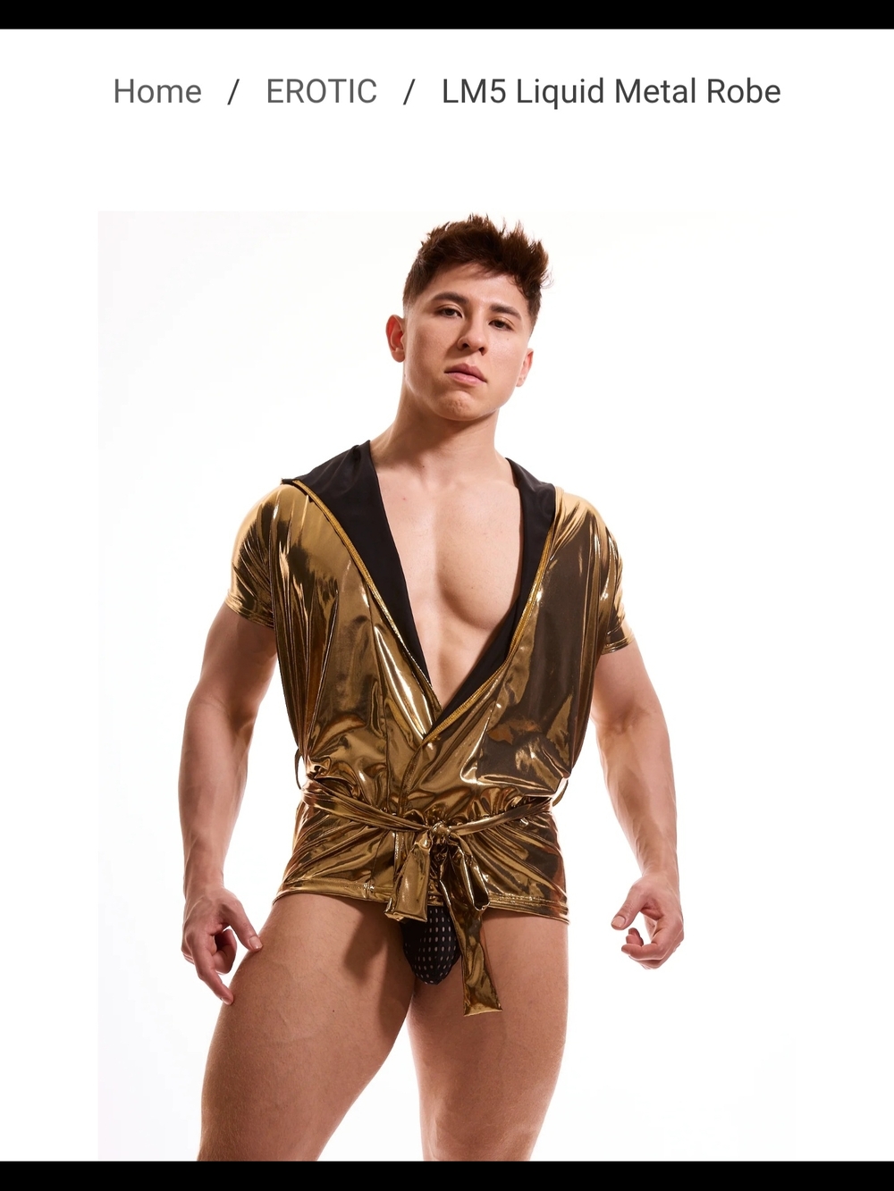 Liquid Metal Gold Robe & Pant Set for Men - Picture 3 of 7